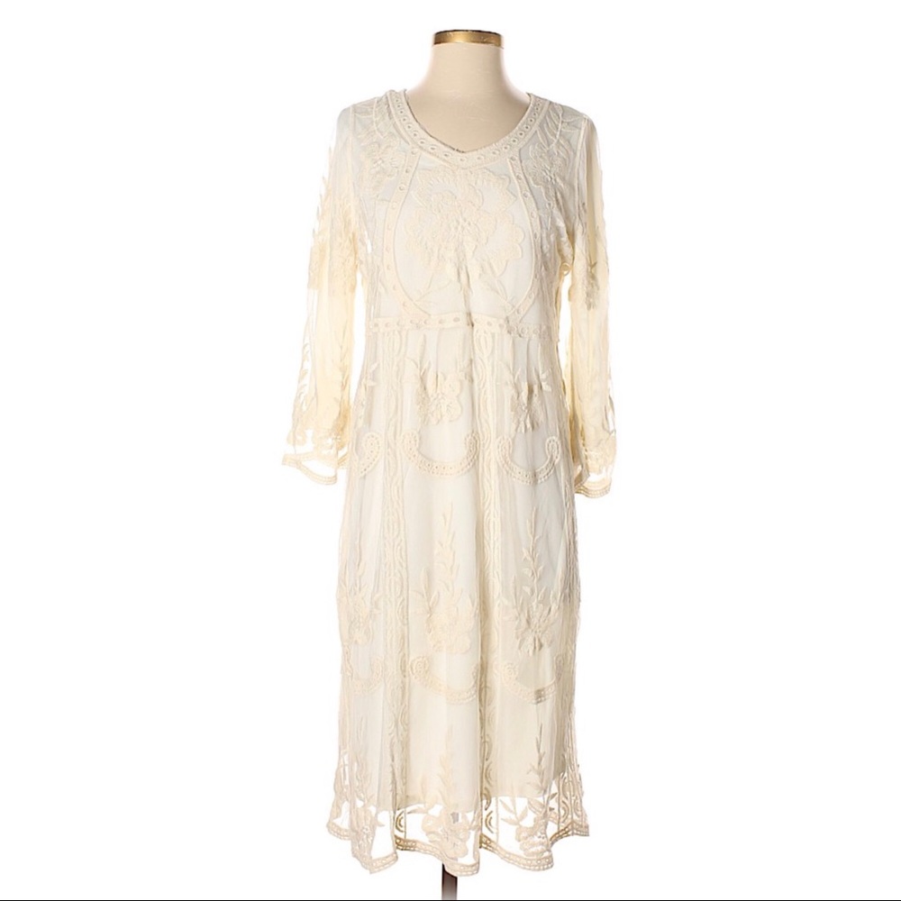 Orange Creek Ivory Lace Midi Dress